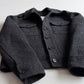 Burberry (48IT) 100% Wool Tweed Charcoal Military Button Jacket