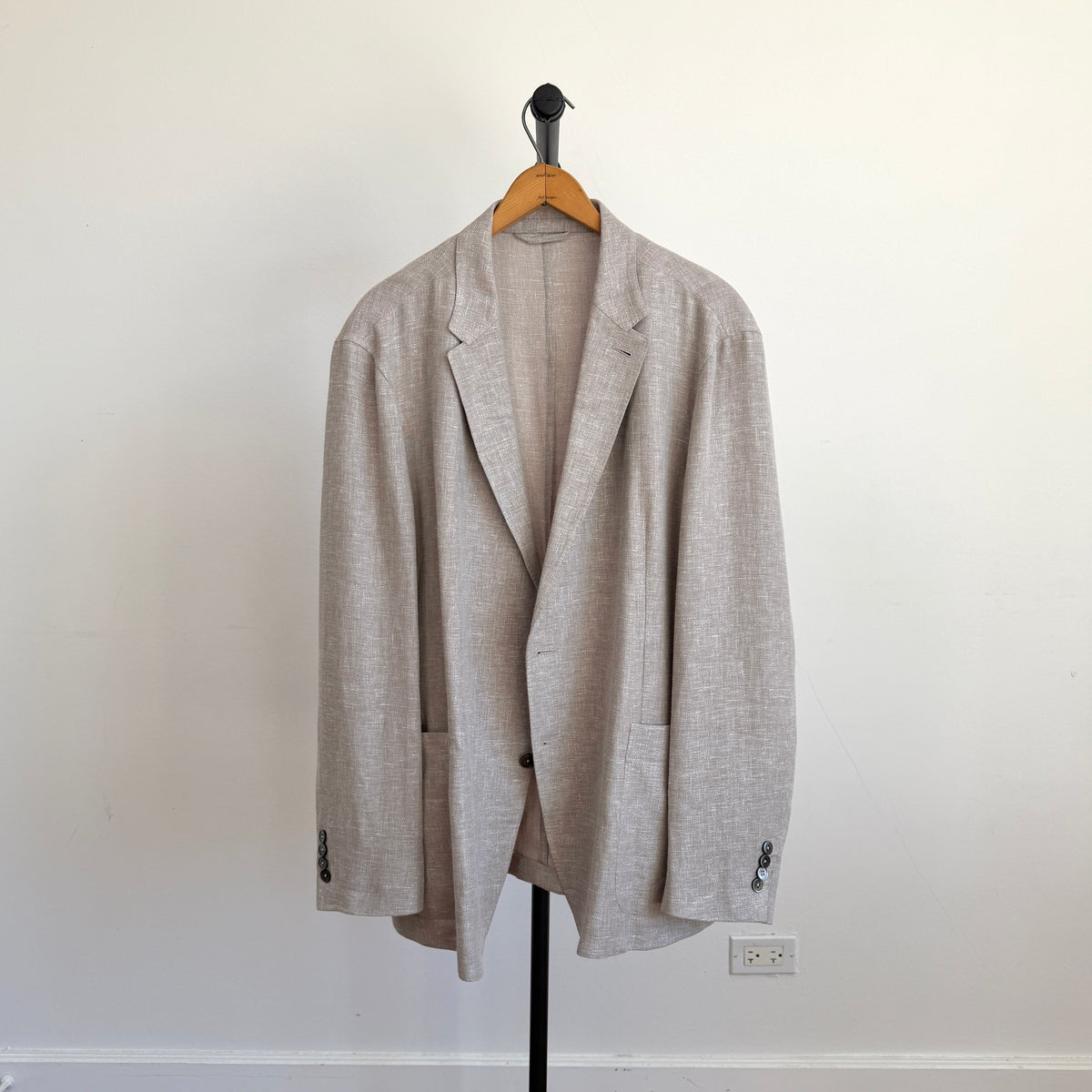 Ermenegildo Zegna (56R) Taupe Linen/Wool/Silk Unstructured Crossover "Shirt Jacket"