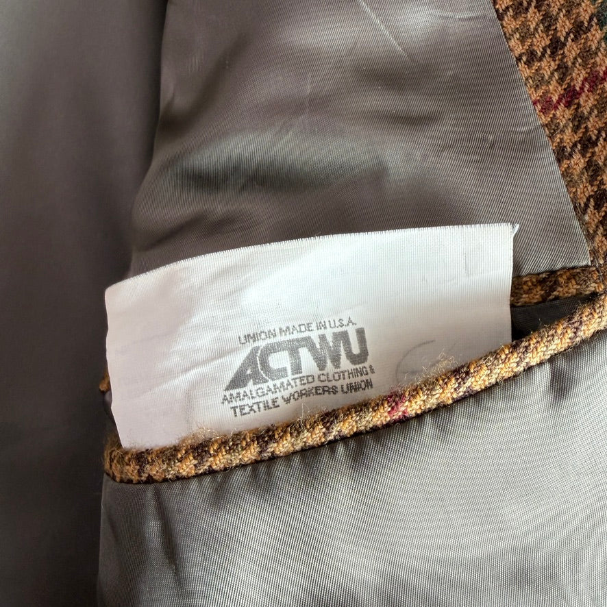 VNTG Polo Ralph Lauren (42L) Wool Houndstooth Overcheck Sports Coat