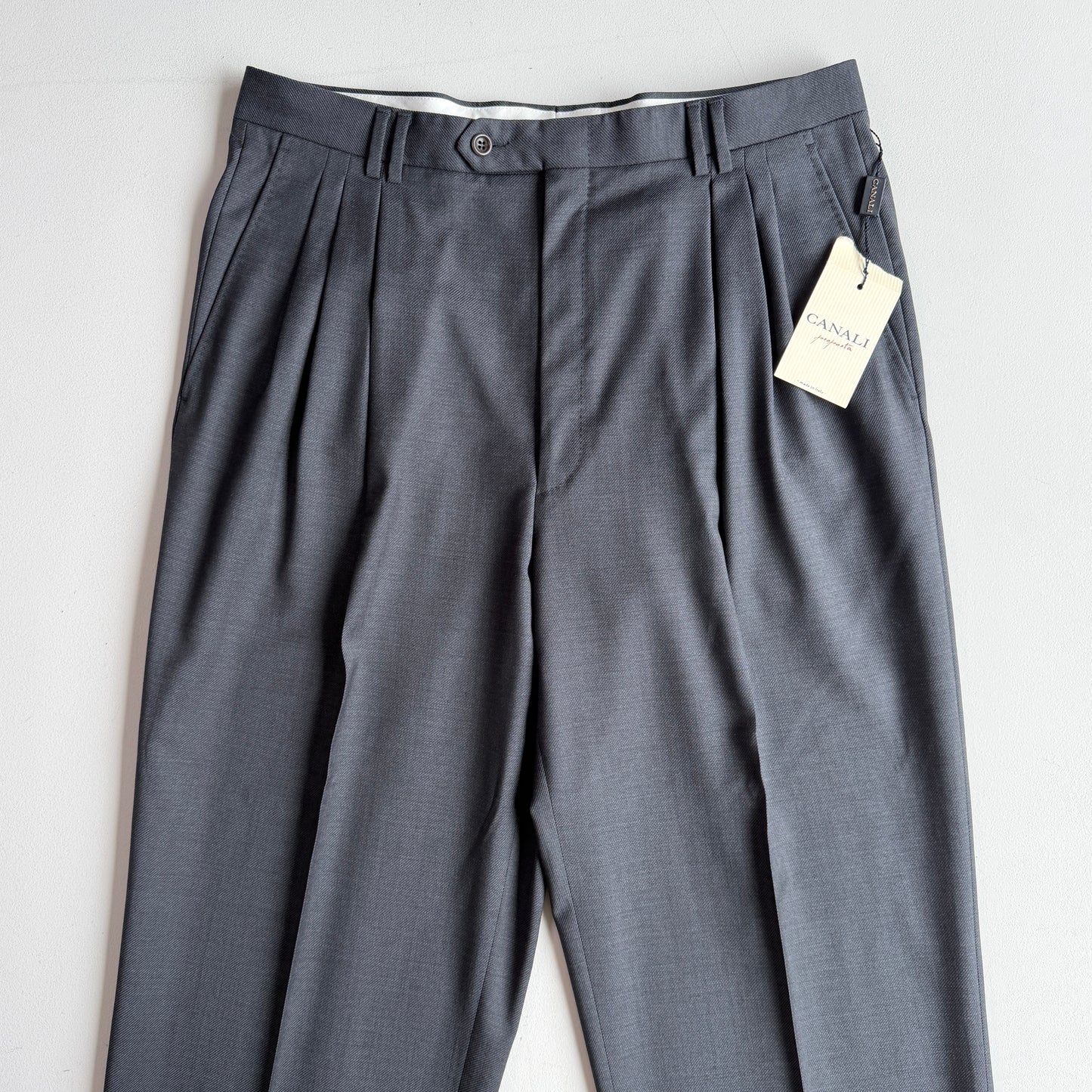 NWT Canali (36W) Cavalry Twill 100% Wool Pleated Relaxed Trouser Pants