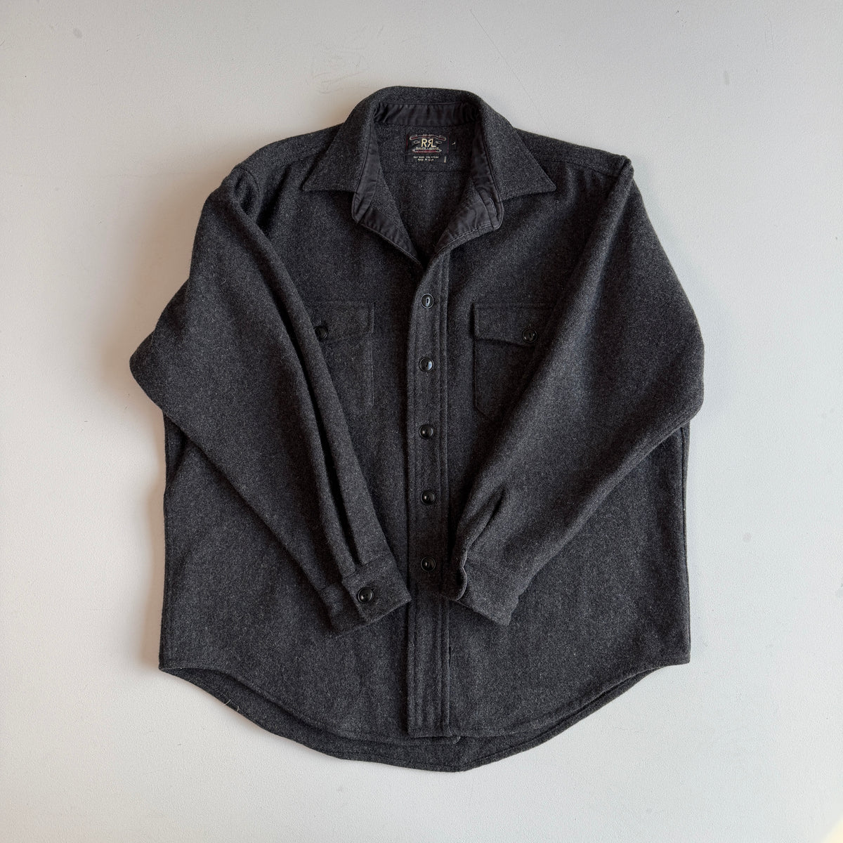 VNTG RRL Ralph Lauren (L) Charcoal Gray Wool Blend Overshirt