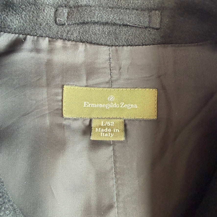 Ermenegildo Zegna (52IT / L) 100% Cashmere Flannel Black Car Coat