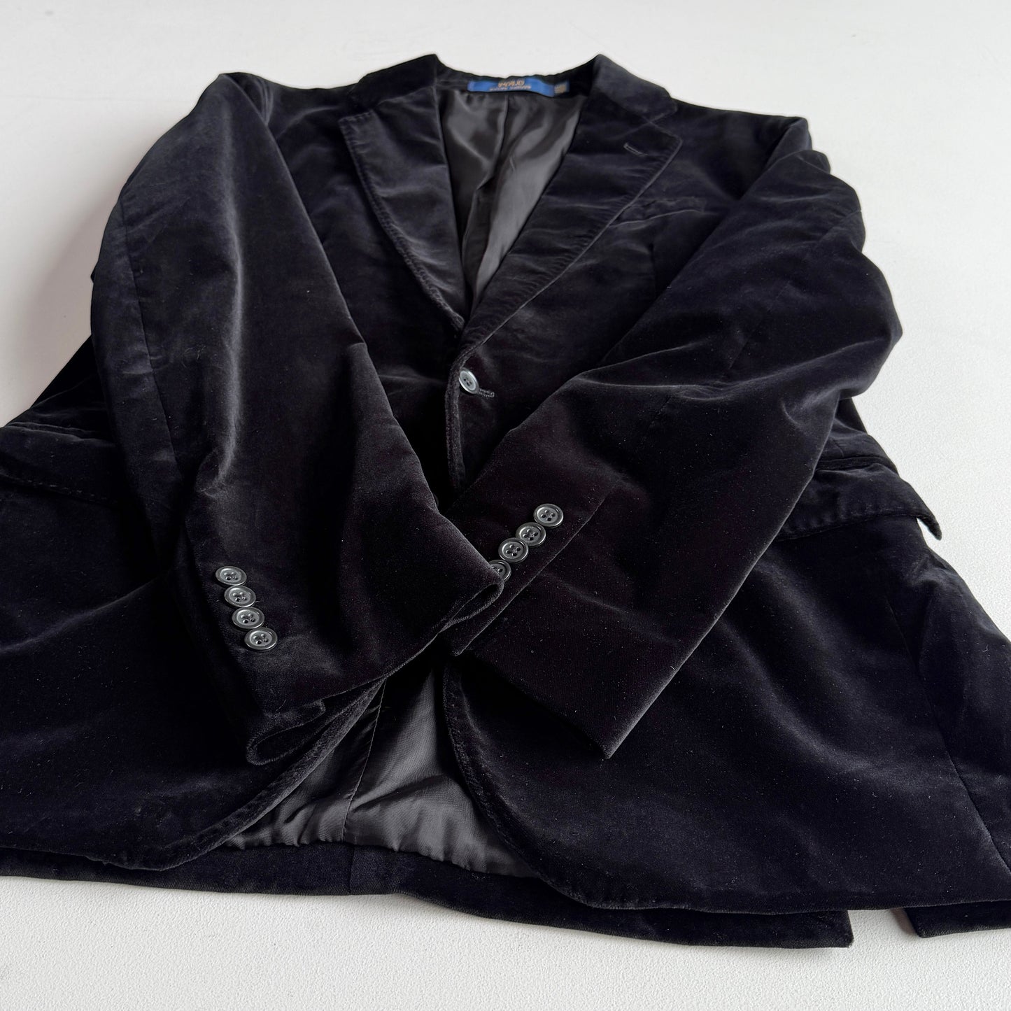 Polo Ralph Lauren (40R) Black Velvet Velour 100% Cotton Sport Coat