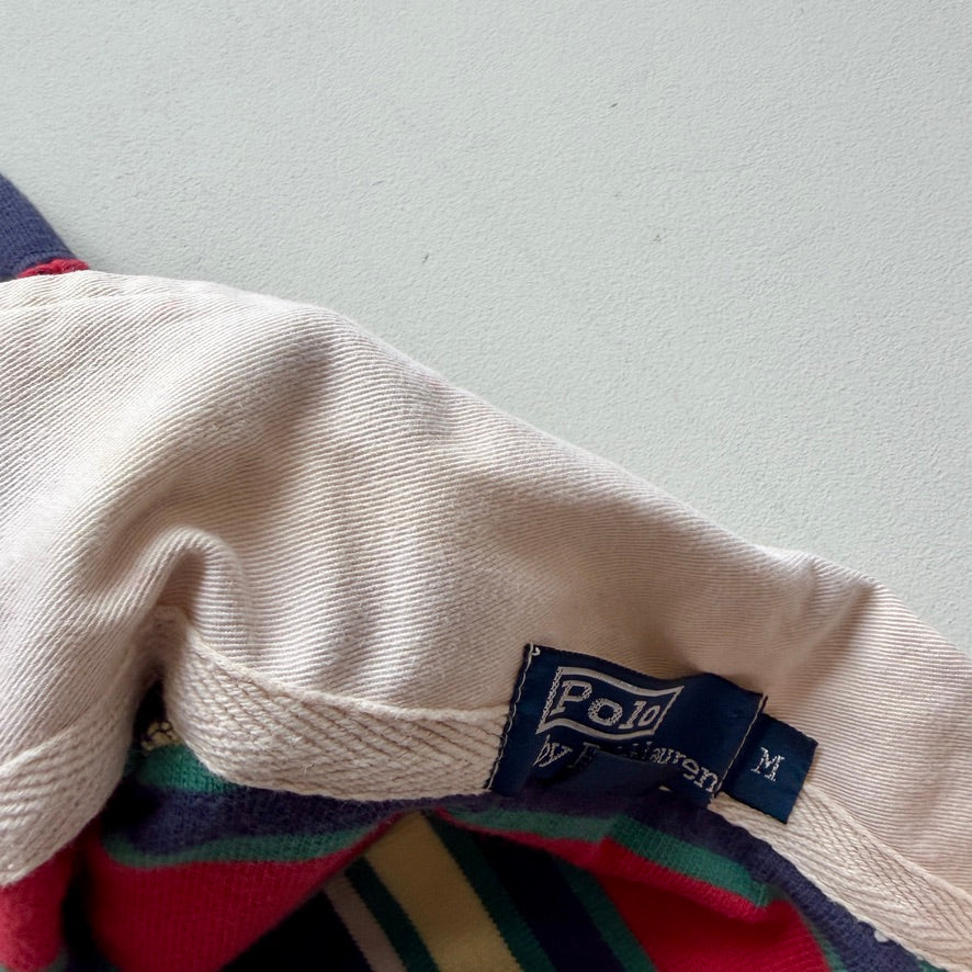 VNTG Polo Ralph Lauren (M) Y2K Striped Cotton Rugby Shirt