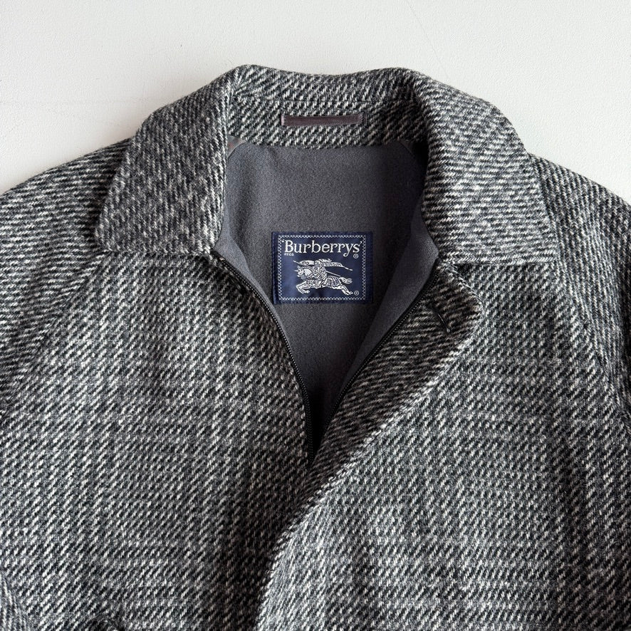 VNTG Burberry (36 / M) Tweed Wool Gray Raglan Sleeve Jacket