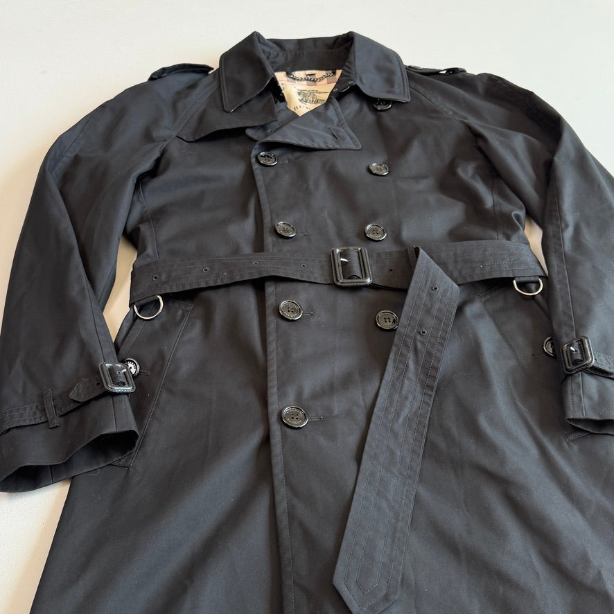 Burberry (54R) Black Poly/Cotton Gabardine Trench Coat