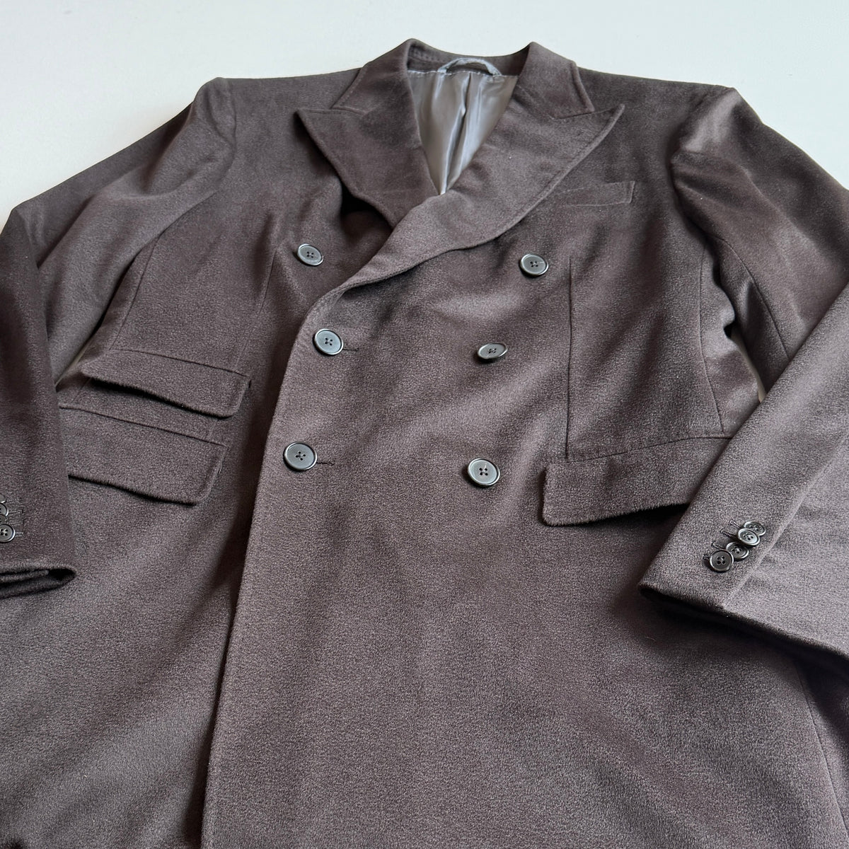 Ermenegildo Zegna (56L) 100% Cashmere Oxblood Half-Belt Double Breast Overcoat