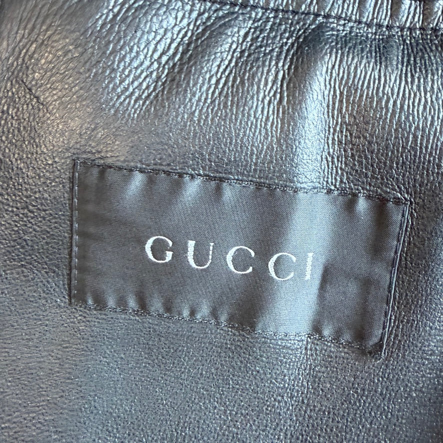 Gucci (48IT) Leather Unlined Black Surgeon Cuff Sport Coat