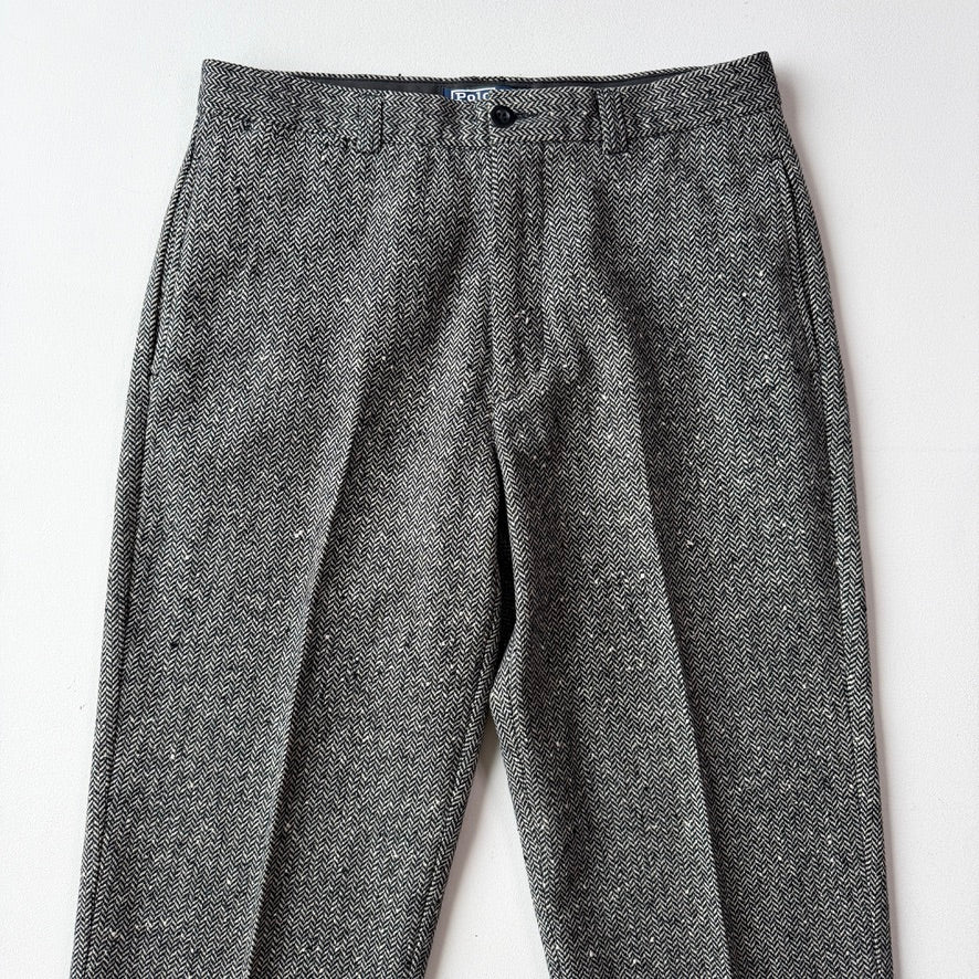 Polo Ralph Lauren (33x30) Back-Cinch Wool Tweed Herringbone Pants