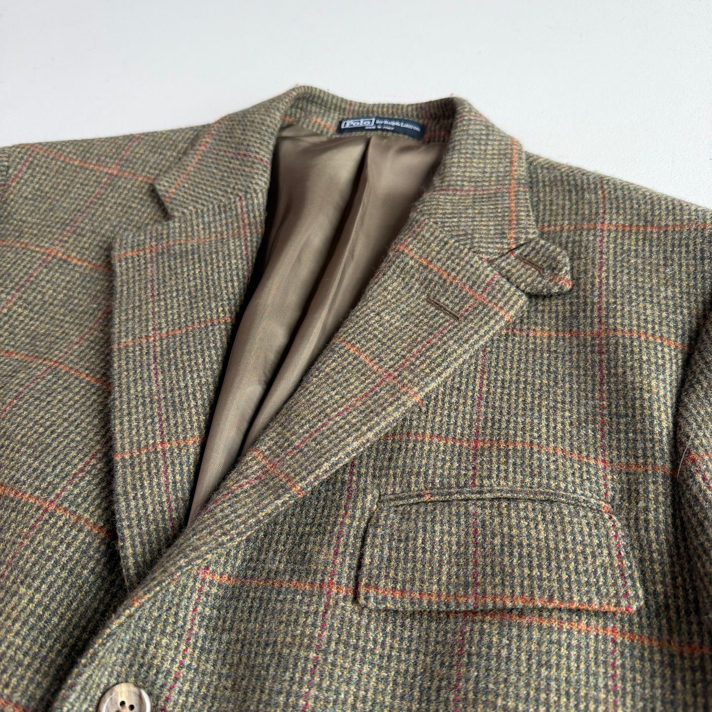 Polo Ralph Lauren (40L) Wool/Cashmere Flannel Overcheck Hacking Jacket