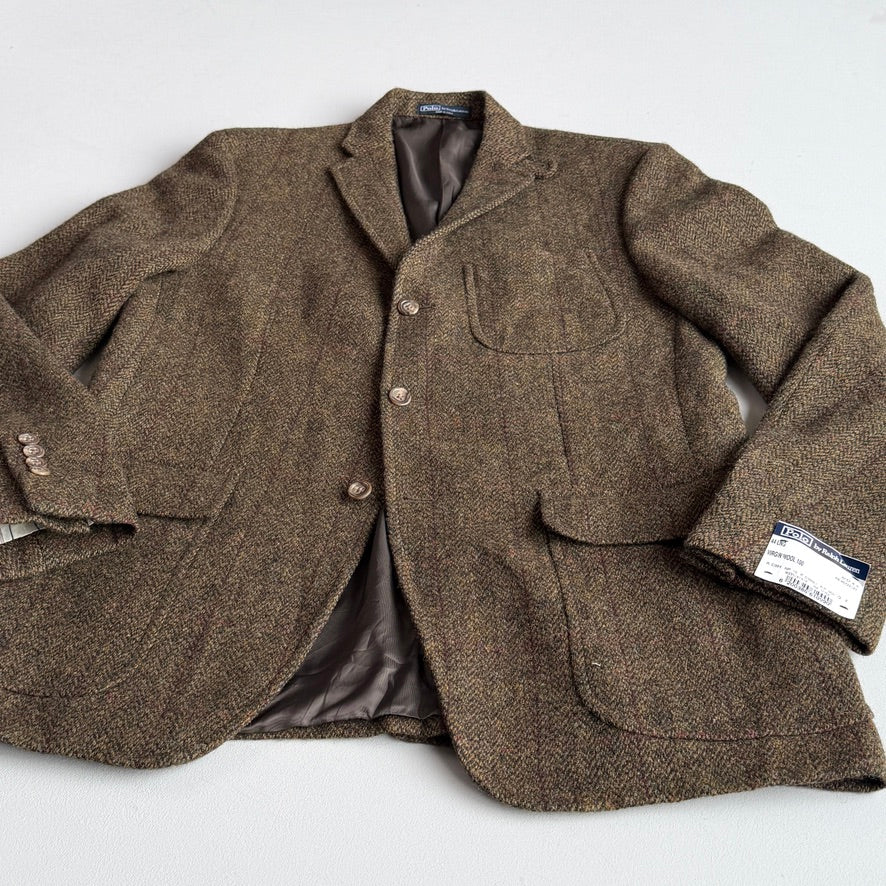 NWT Polo Ralph Lauren (44L) Half-Canvas Tweed Burgundy Check Sport Coat
