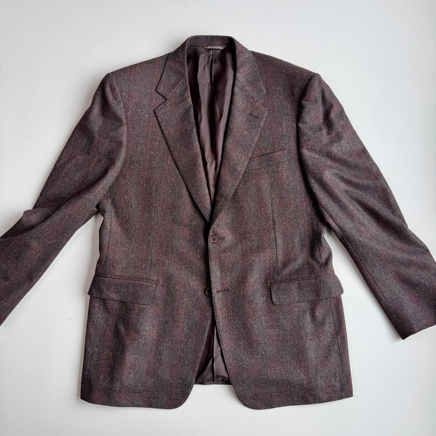 Canali (52IT / 42L) Aubergine Wool/Silk/Cashmere Red Over Check Sports Coat