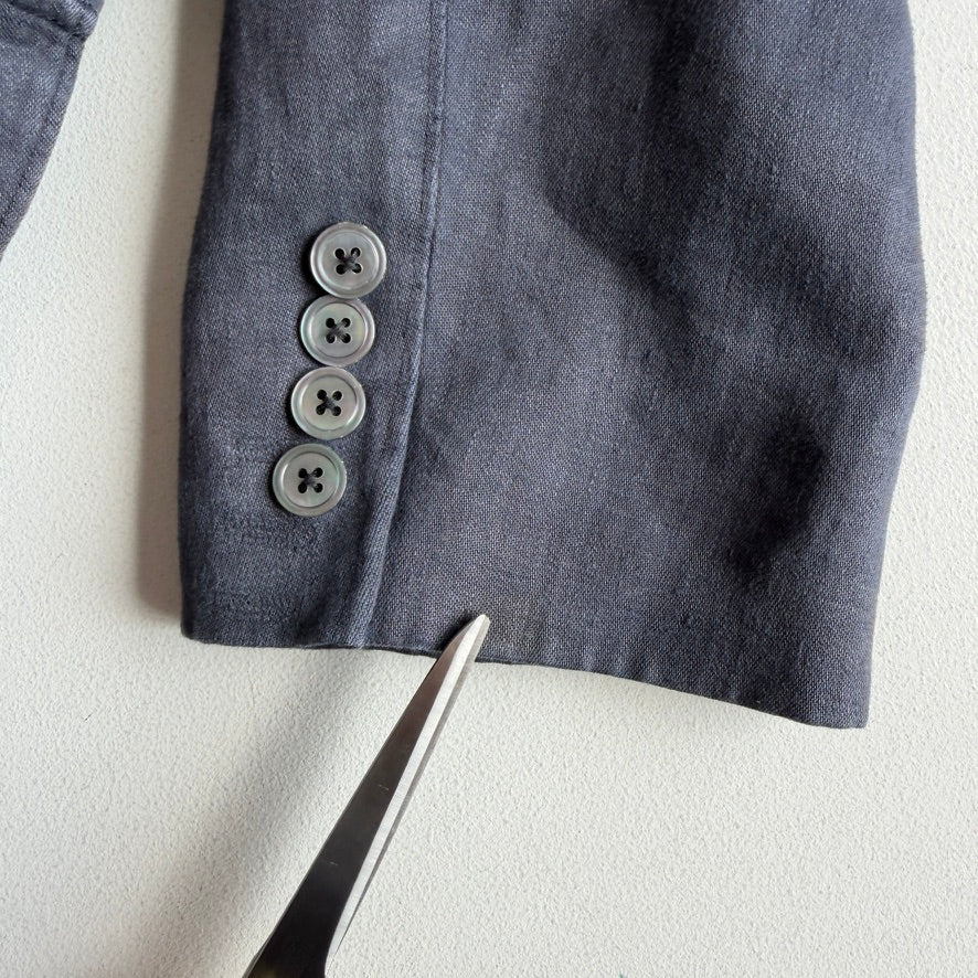 Polo Ralph Lauren (46 /46L) Half-Norfolk 100% Linen Slate Blue Sport Coat