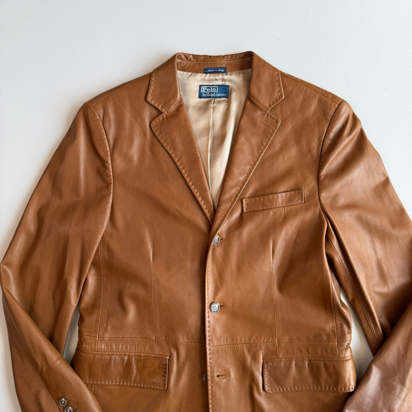 Polo Ralph Lauren (M) Glove Soft Cognac Brown Leather Sport Coat