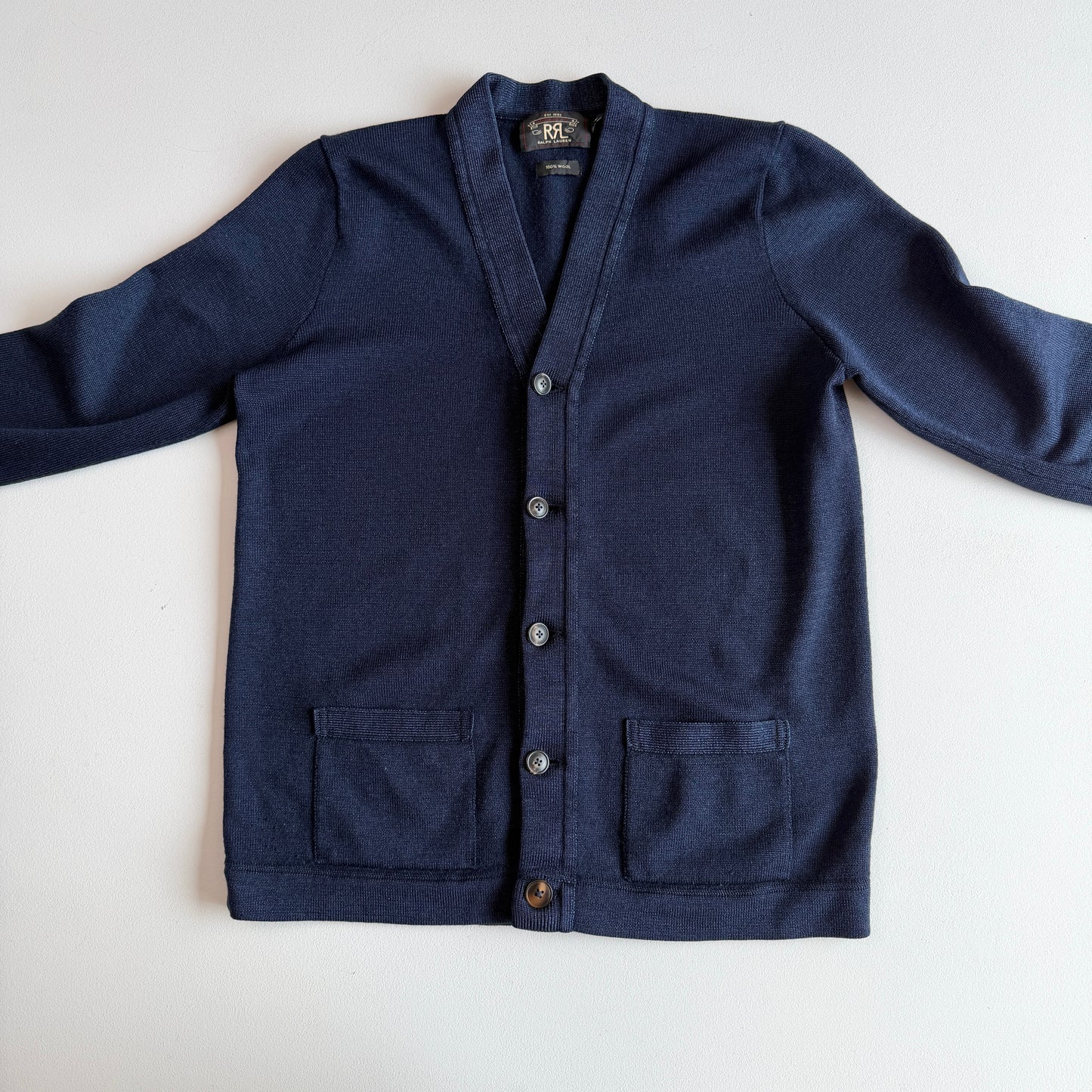RRL Ralph Lauren (M) Indigo-Dyed Blue 100% Wool Cardigan Sweater