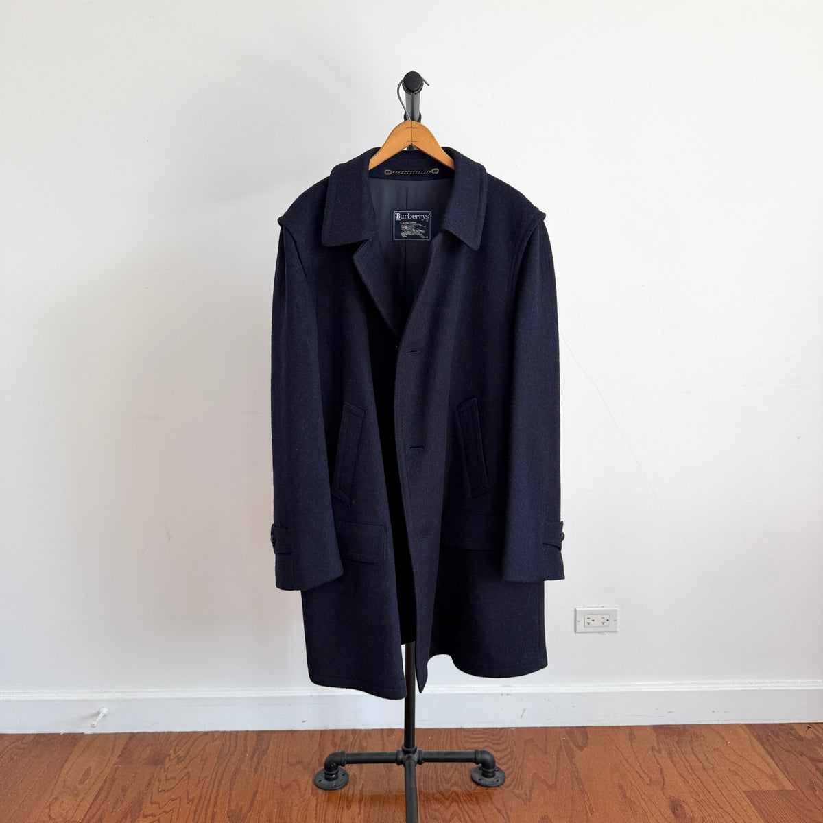 VNTG Burberry (40/ 50IT) Loden-Style MADE IN AUSTRIA Wool Navy Blue Overcoat