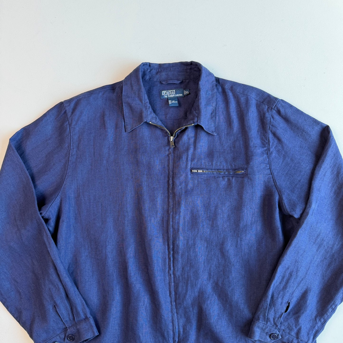 Polo Ralph Lauren (XL) 100% Linen Deep Blue Zip Jacket