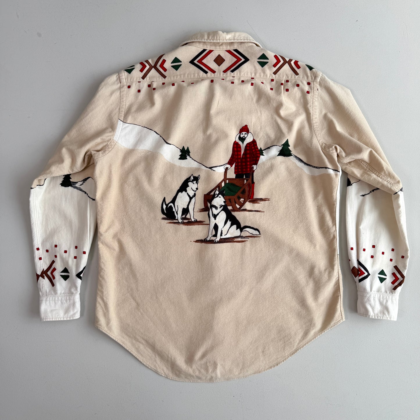 VNTG Polo Ralph Lauren (M) Arctic Sled Dog Flannel Cotton Shirt