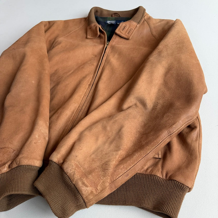 VNTG Polo Ralph Lauren (L / XL) Faded Raglan Leather Brown Jacket