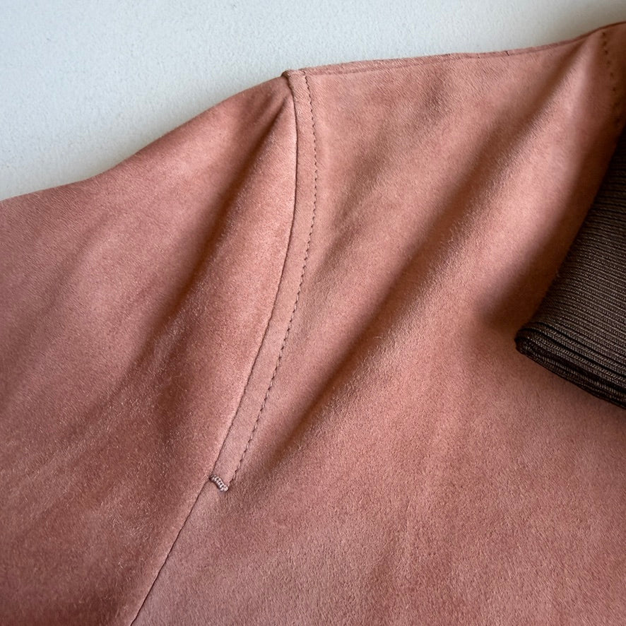 MINT! Tom Ford (50 IT) Blush Clay Calfskin Suede Leather Bomber-Style Jacket