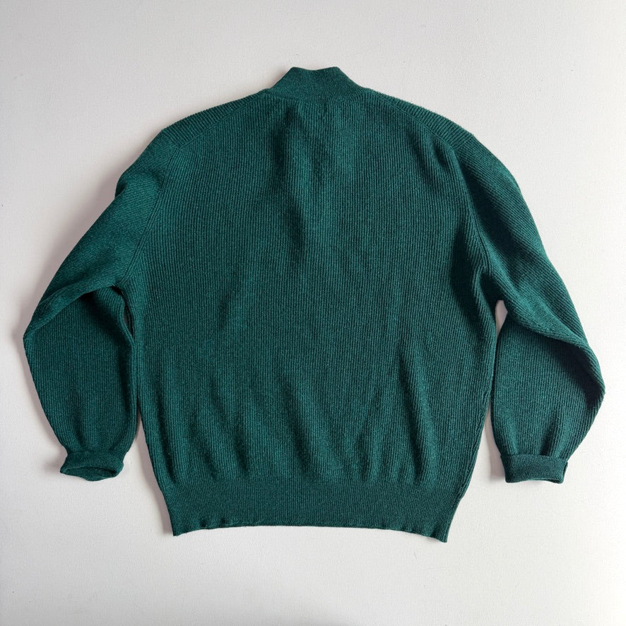 Paul Stuart (L) 100% Cashmere Emerald Green Quarter-Zip Sweater