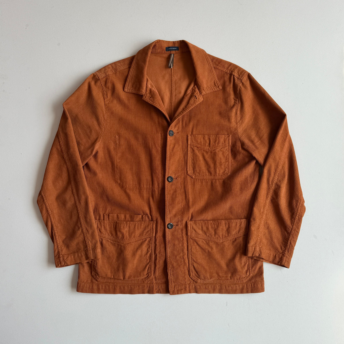 Drake's London (44 /XL) Burnt Orange Corduroy Chore Coat Jacket