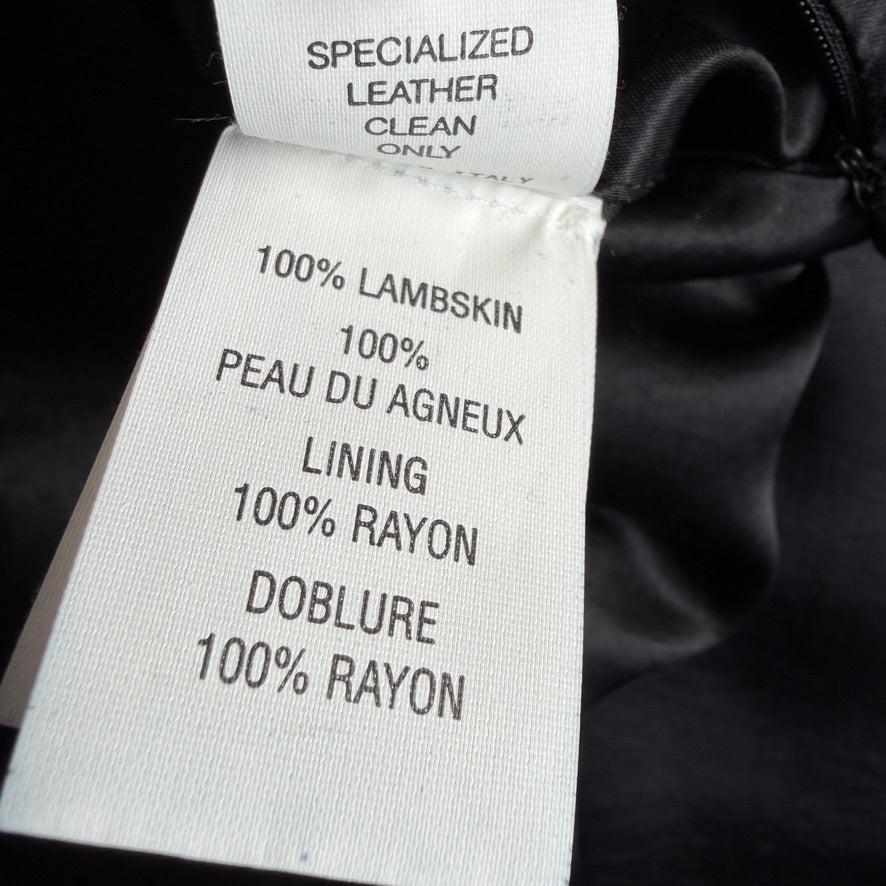 Giorgio Armani (42 /44) Black Glove Soft Lambskin Leather Coat
