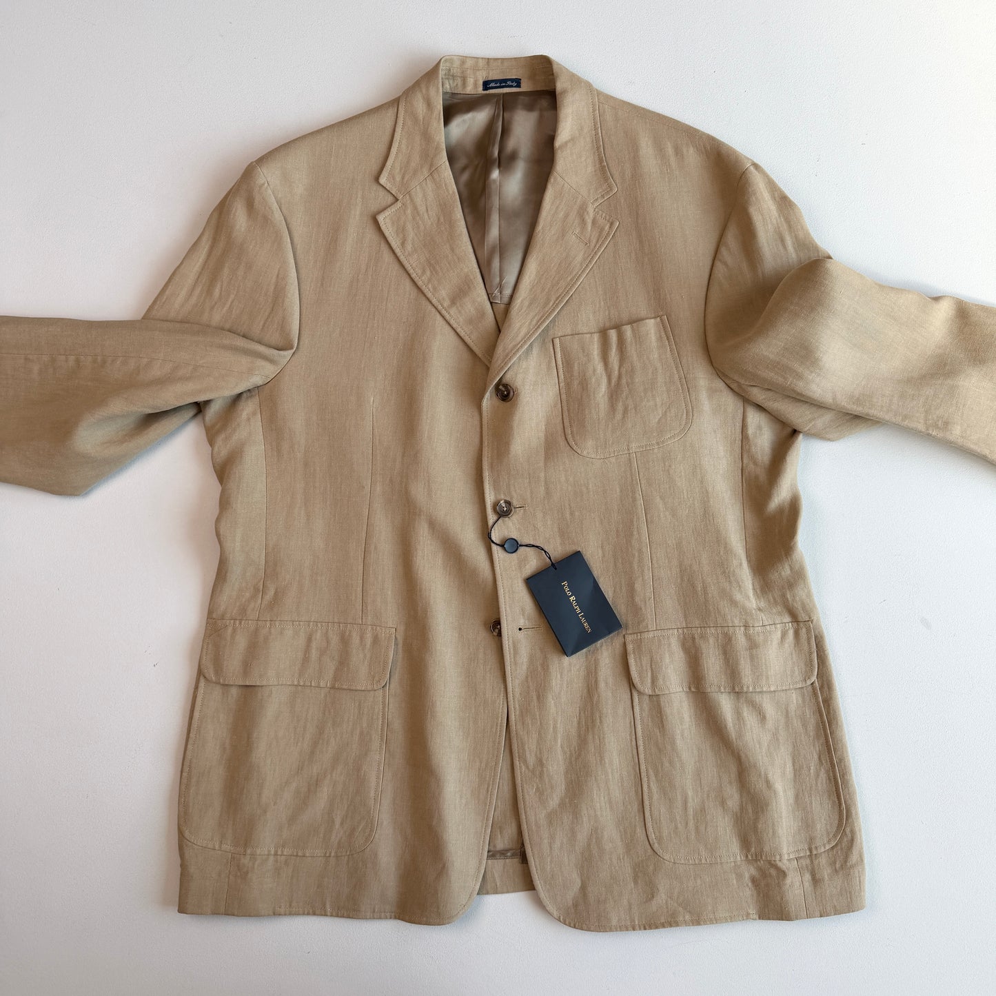 NWT Polo Ralph Lauren (XL / 46L) Sage/Khaki 100% Linen Made In Italy Sport Coat
