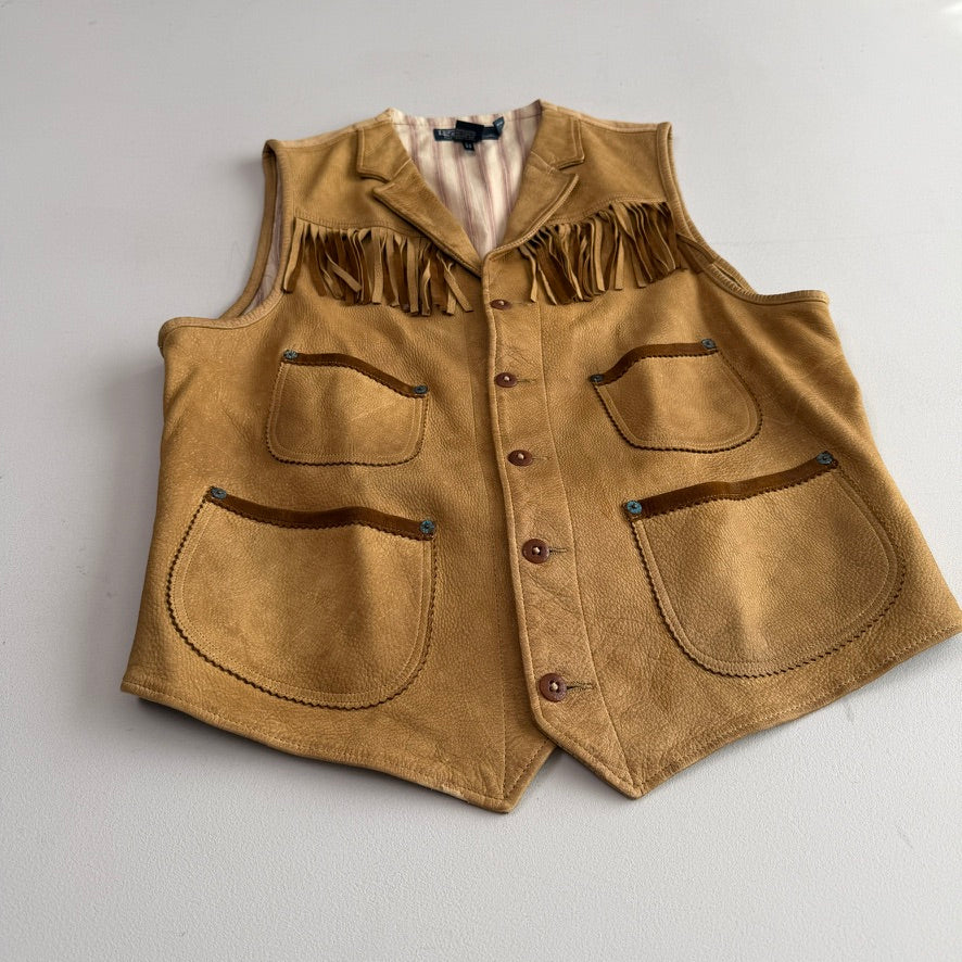 Polo Ralph Lauren (M) Deerskin Leather Fringe Western Vest