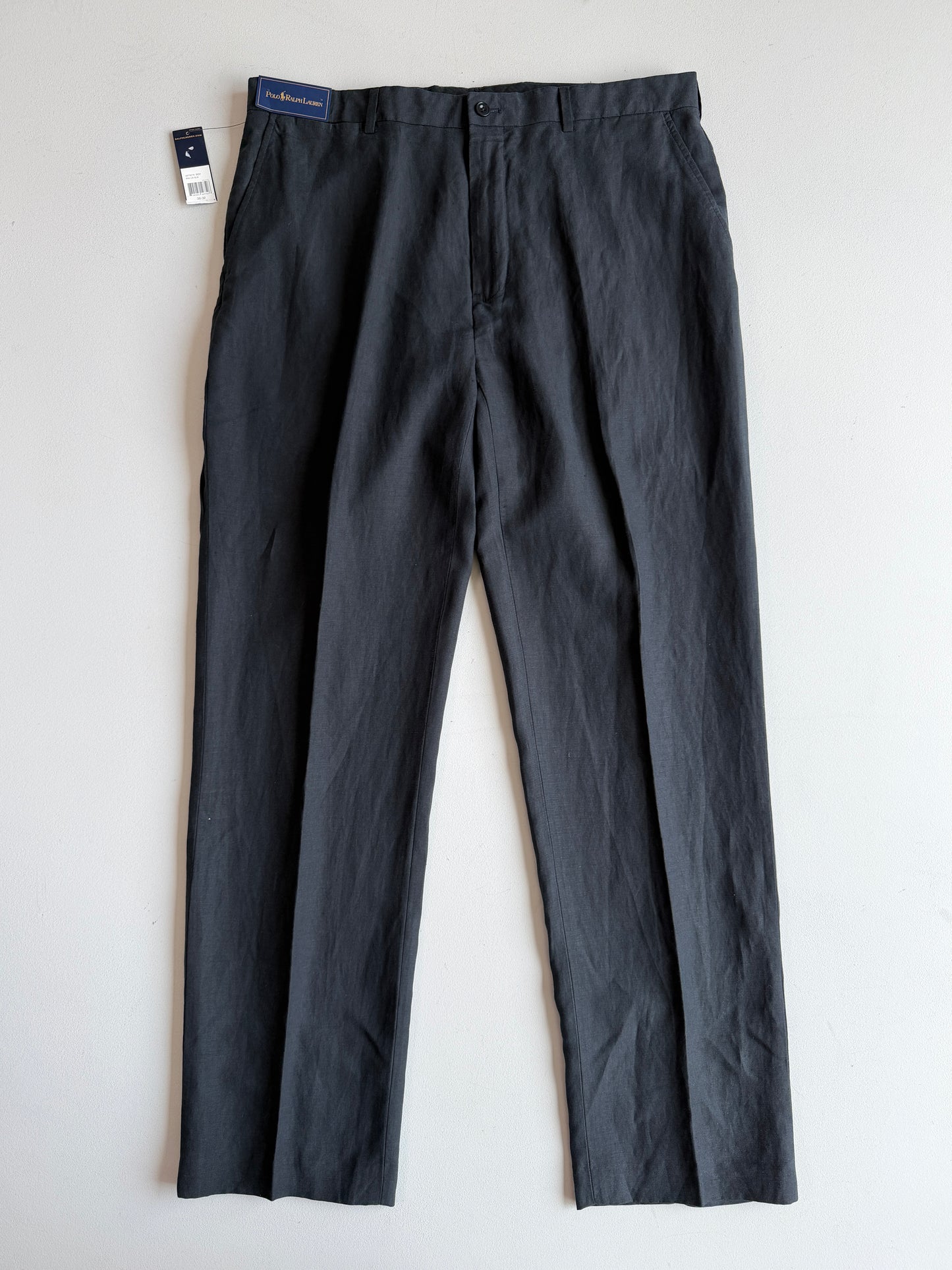 NWT Polo Ralph Lauren (36x32) Linen/Silk Navy Blue Trouser Pants