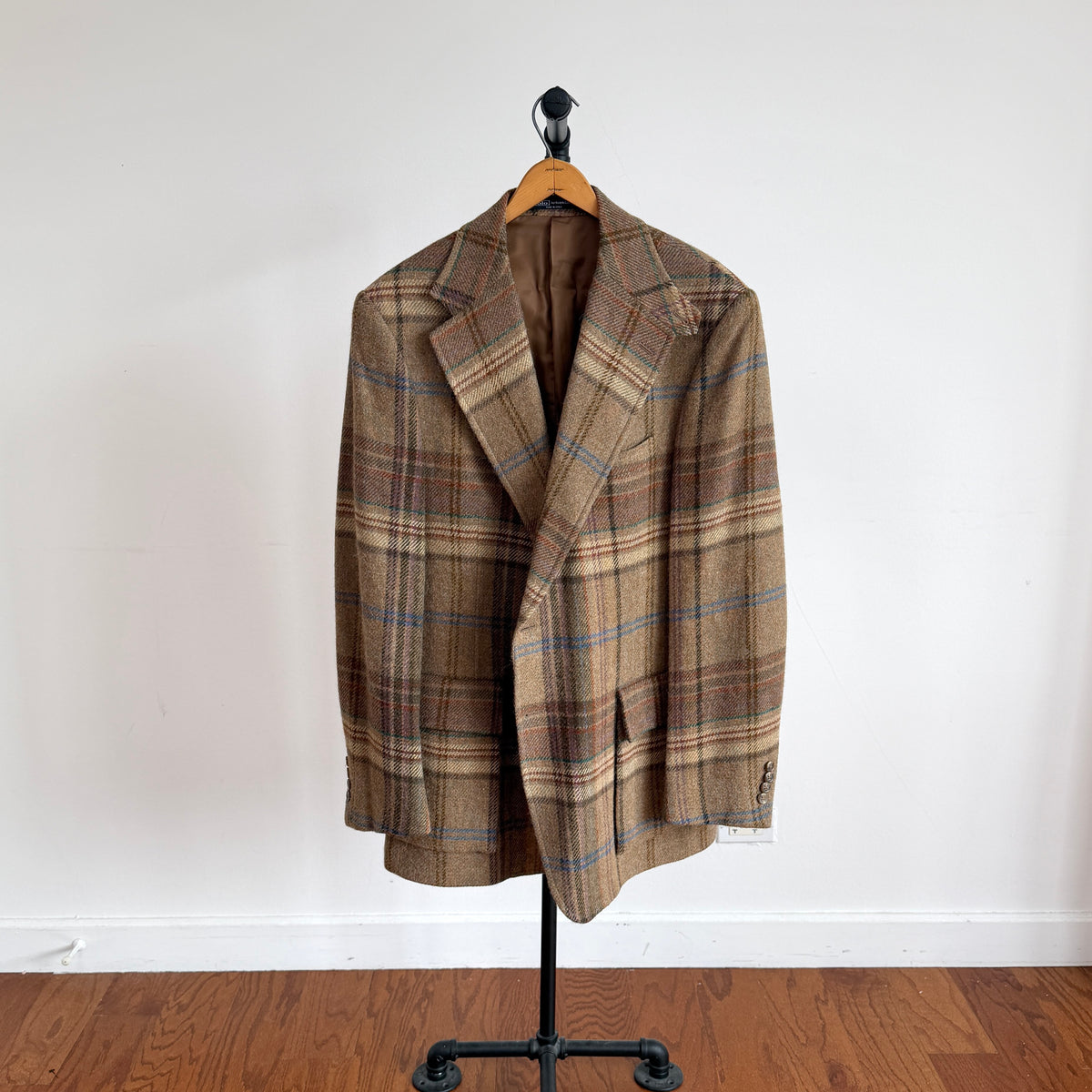 Polo Ralph Lauren (46L) Wool/Alpaca Tweed Blue/Purple Overcheck Sport Coat