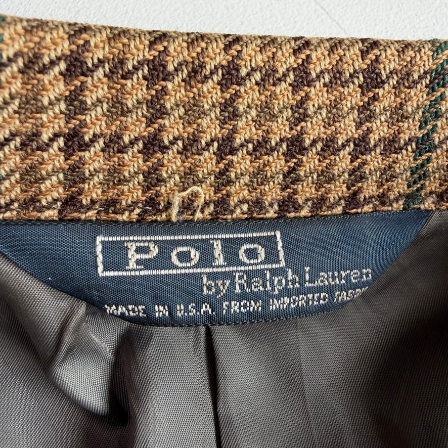 VNTG Polo Ralph Lauren (42L) Wool Houndstooth Overcheck Sports Coat