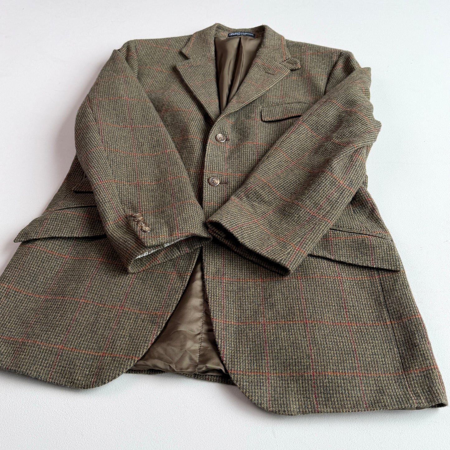 Polo Ralph Lauren (40L) Wool/Cashmere Flannel Overcheck Hacking Jacket