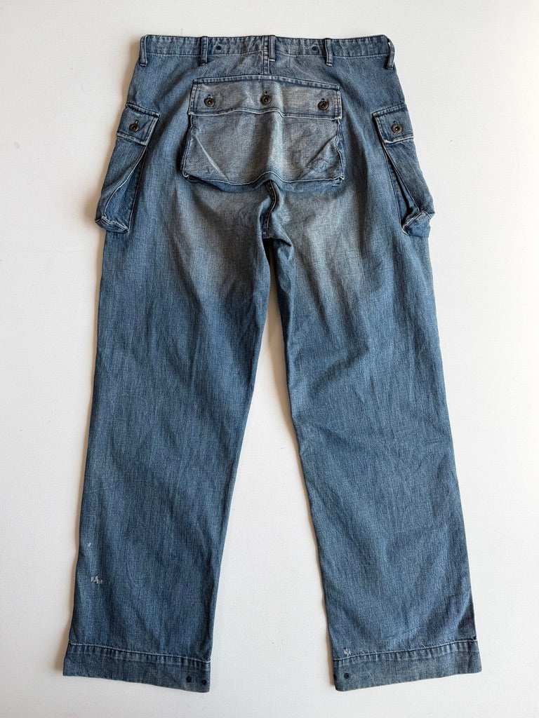 RRL Ralph Lauren (35x32) M-44 Denim Monkey Pants Jeans Marine Corp