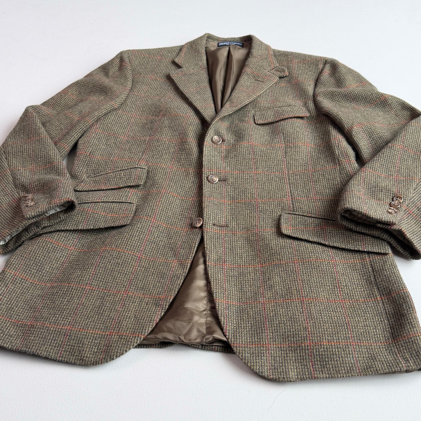 Polo Ralph Lauren (40L) Wool/Cashmere Flannel Overcheck Hacking Jacket