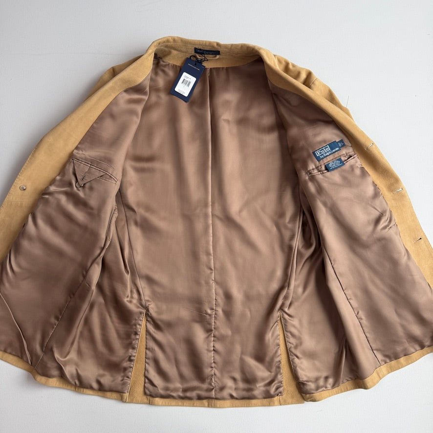 NWT Polo Ralph Lauren (L) Hacking Equestrian Suede Leather Tan Sports Jacket Coa