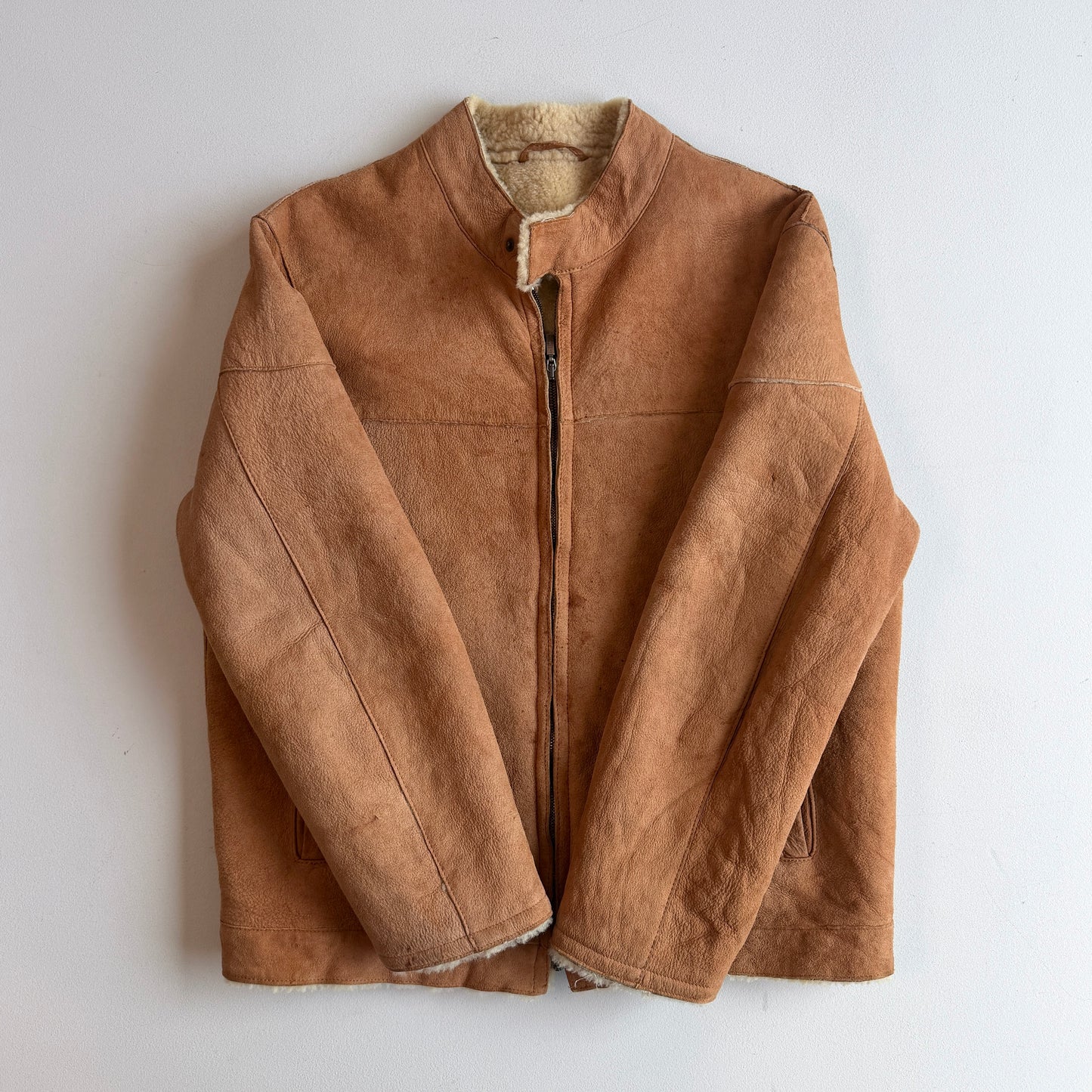 Ermenegildo Zegna (50IT /M) Leather Shearling Tan Bomber Jacket