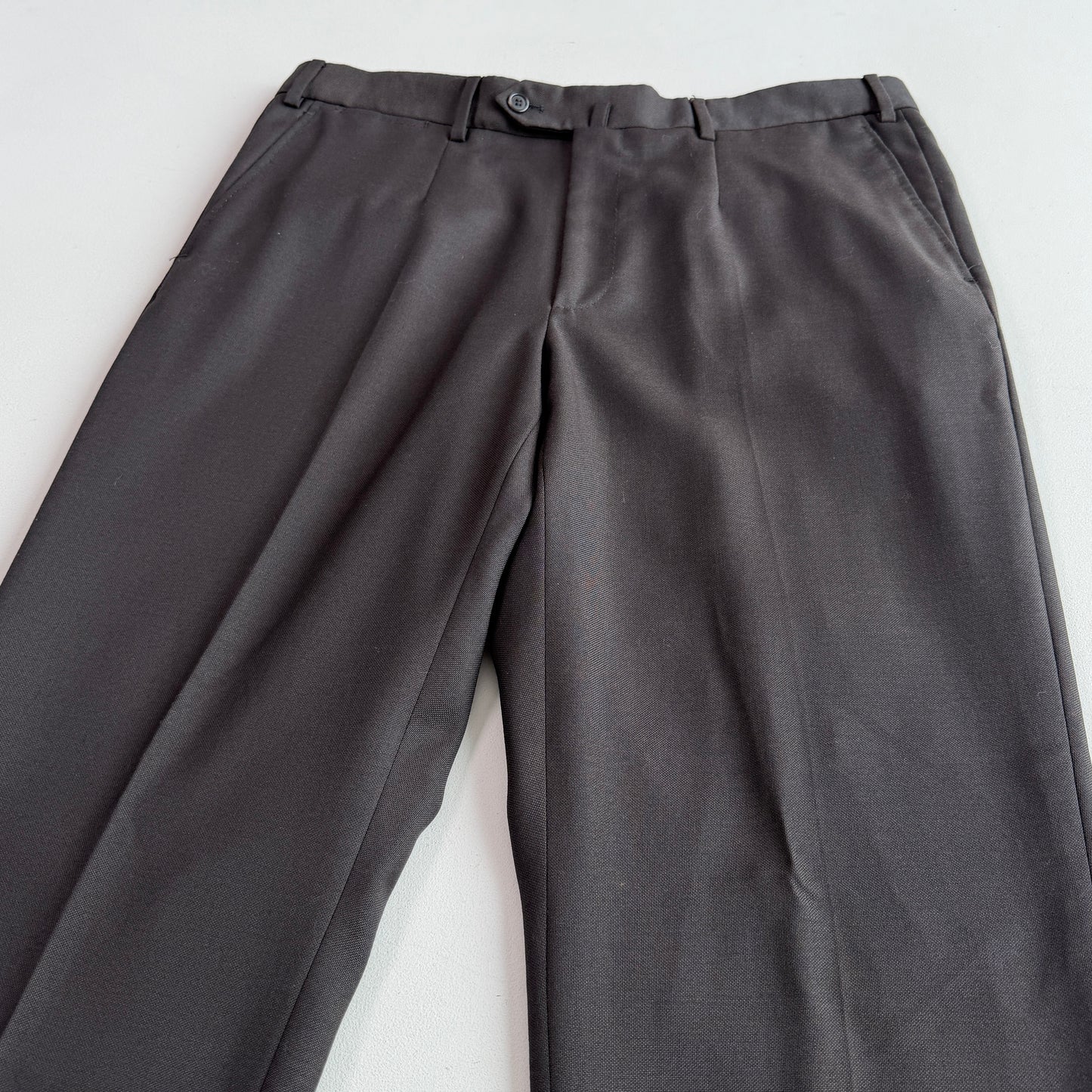 Isaia (36 x34) Dark Brown Wool Hopsack Basketweave Cuffed Pants