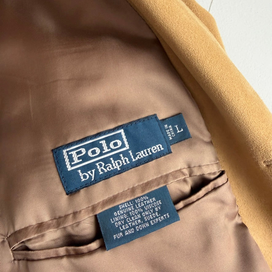 NWT Polo Ralph Lauren (L) Hacking Equestrian Suede Leather Tan Sports Jacket Coa