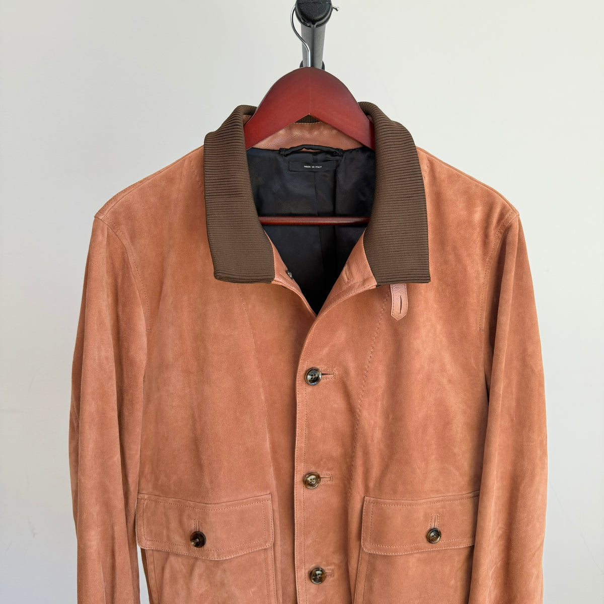MINT! Tom Ford (50 IT) Blush Clay Calfskin Suede Leather Bomber-Style Jacket