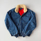 VNTG Polo Ralph Lauren (S) Shearling Collar Denim Flannel Lined Bomber Jacket