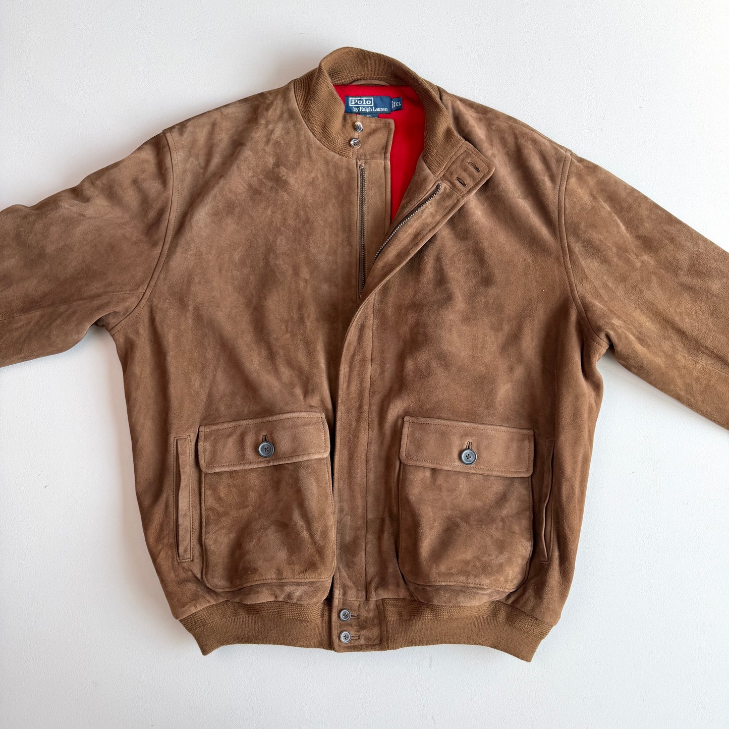 NWT VNTG Polo Ralph Lauren (XL) Suede Leather Bomber Fleece Lined Jacket