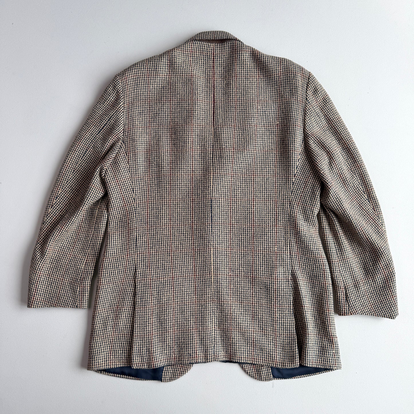 VNTG Polo Ralph Lauren (42R) 100% Silk Blue & Beige w/ Red Overcheck Sport Coat