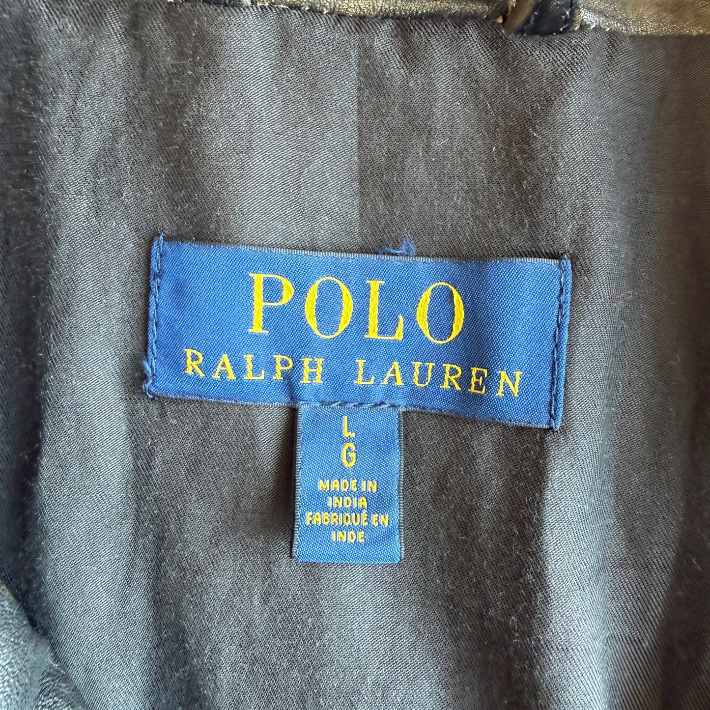 MINT! Polo Ralph Lauren (L) Bronze Leather Horizontal Zip Motorcycle Jacket