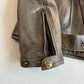 Belstaff Gold Label (L) Taupe Leather Belted Asymmetrical Zip Jacket