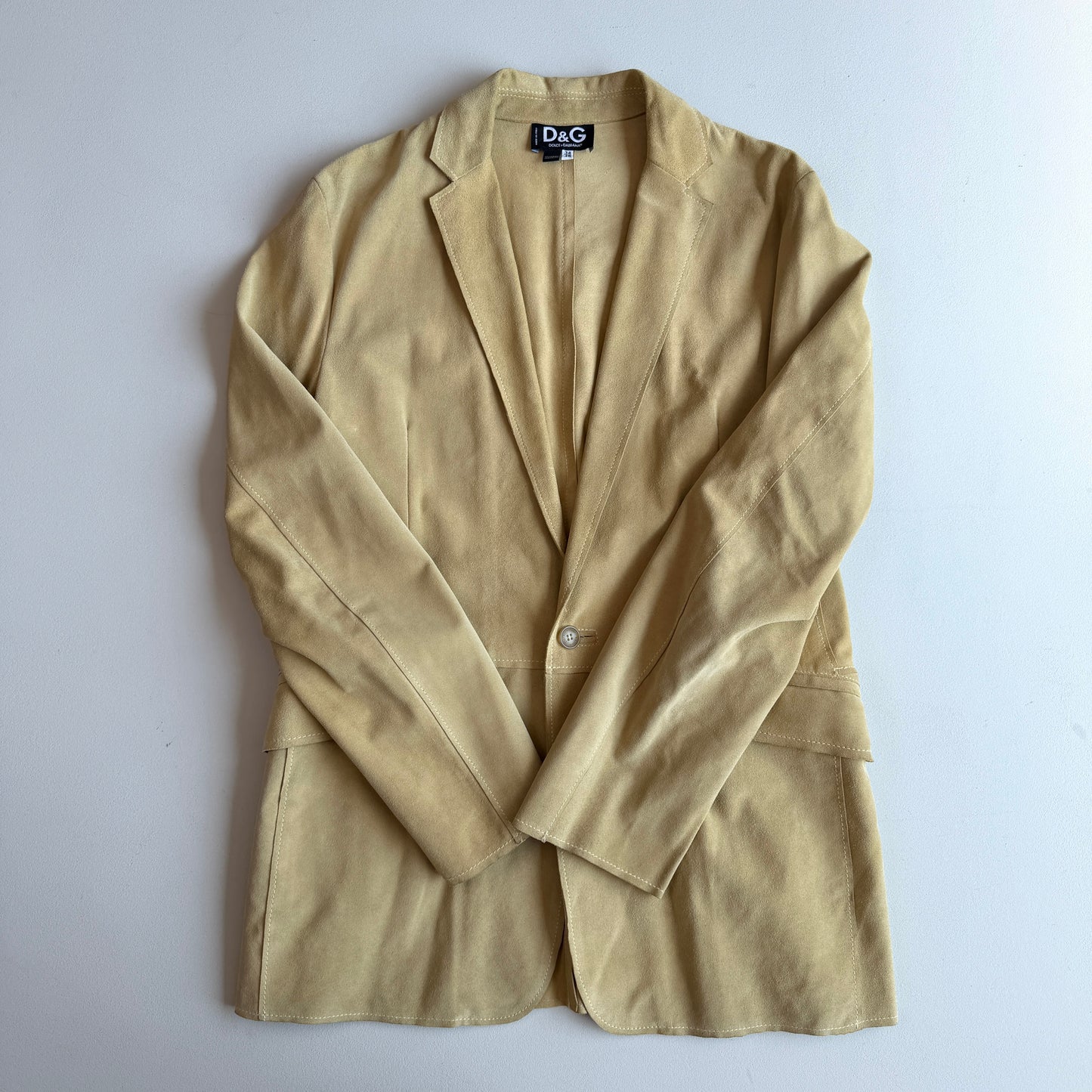 Dolce & Gabbana (48IT) Suede Leather Single Button Golden Yellow Sport Coat