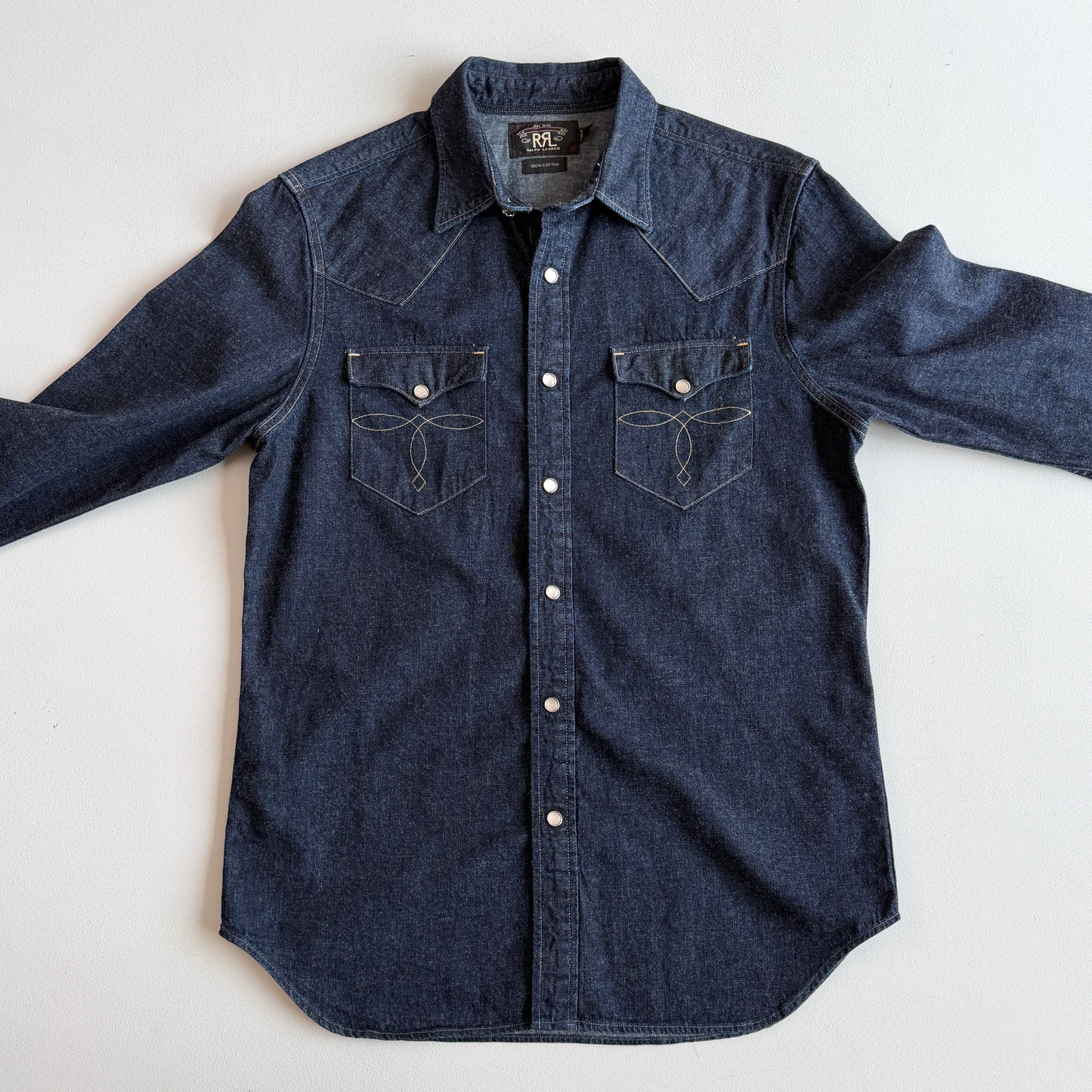 RRL Ralph Lauren (M) Denim Indigo Pearl Snap Western Shirt