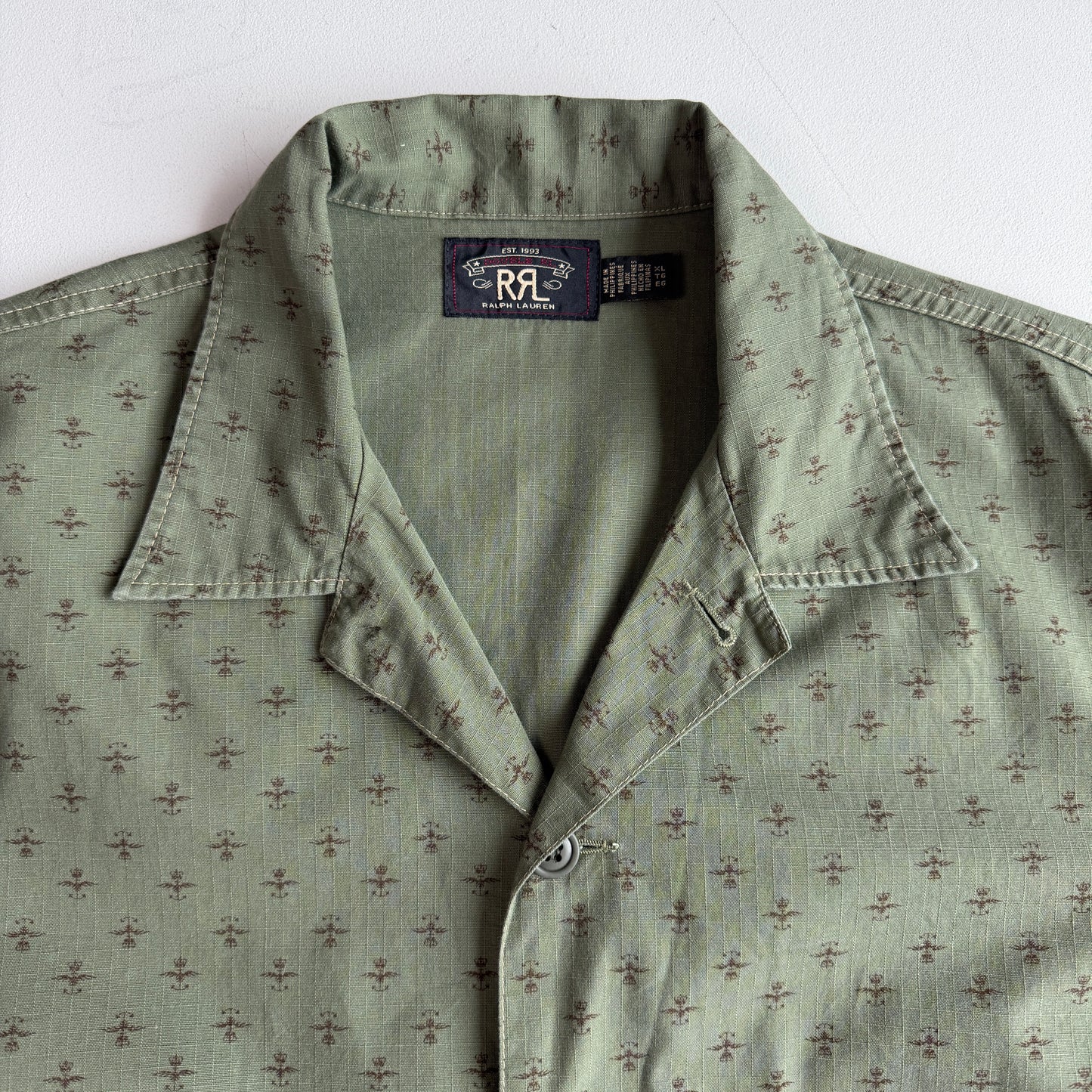 NWOT RRL Ralph Lauren (XL) Evanston Cotton Ripstop Short Sleeve Camp Shirt