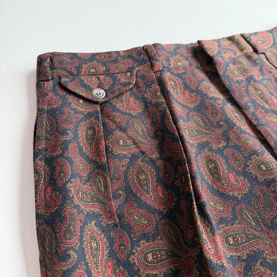 VNTG Polo Ralph Lauren (33/34 x 33) Wool Paisley Pleated Pants