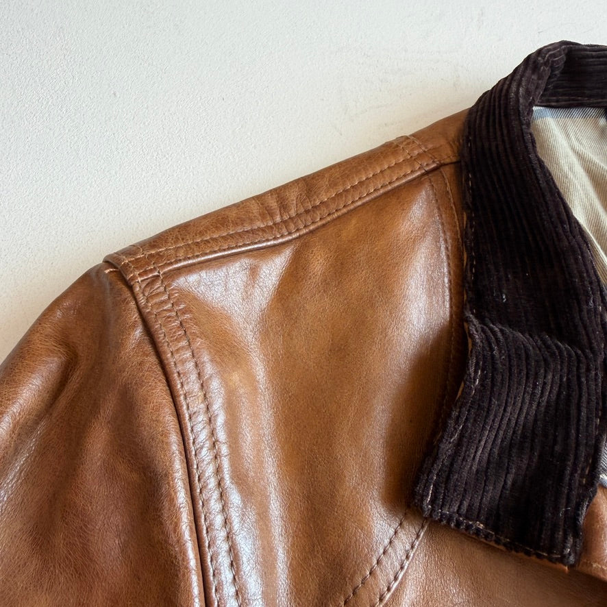 NWT Belstaff (58IT / 2XLT) Panther Cognac Four Pocket Leather Motorcycle Jacket
